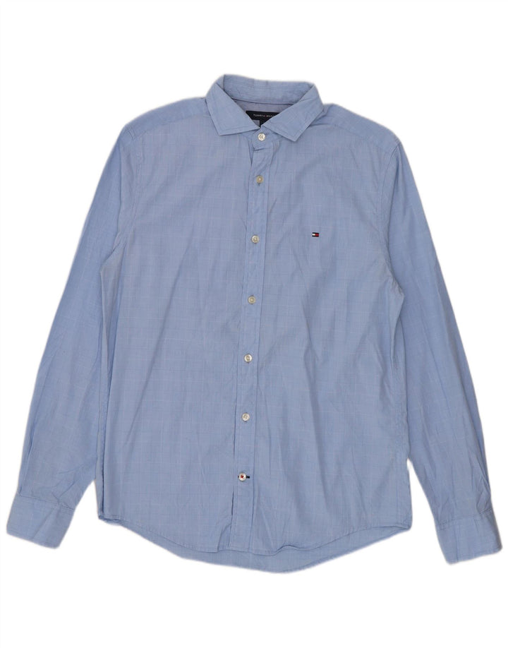 Camicia da uomo Tommy Hilfiger piccola in cotone a quadri blu