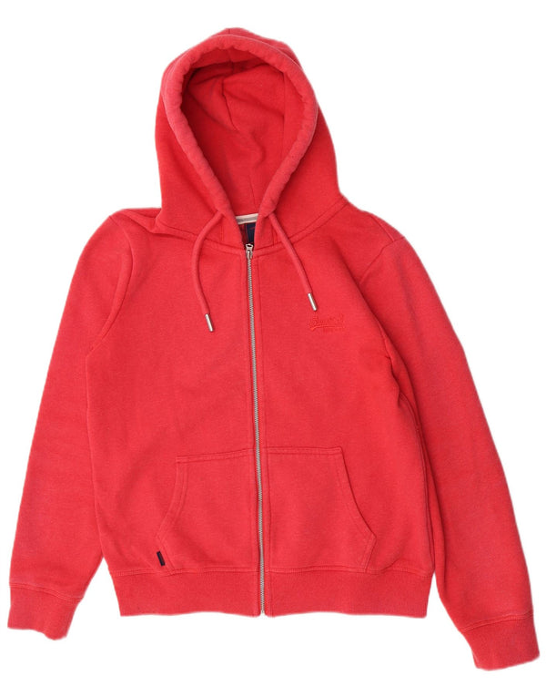 Maglione con cappuccio e zip da donna Superdry UK 16 grande cotone rosso