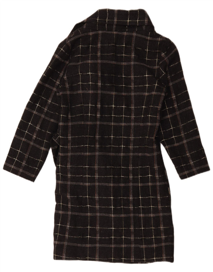 Soprabito oversize da donna vintage US 2 XS in lana a quadri neri