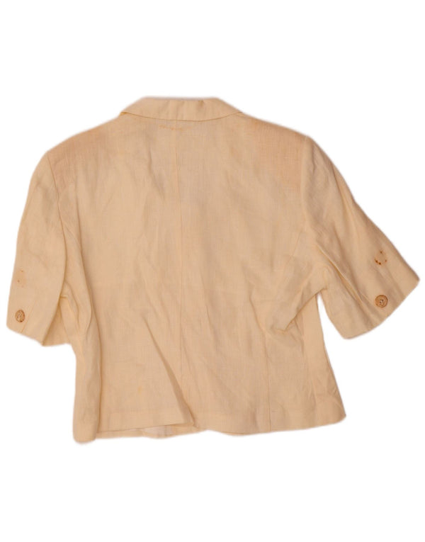 Gianfrediani Giacca Blazer da Donna a Maniche Corte a 4 Bottoni UK 16 Large Beige