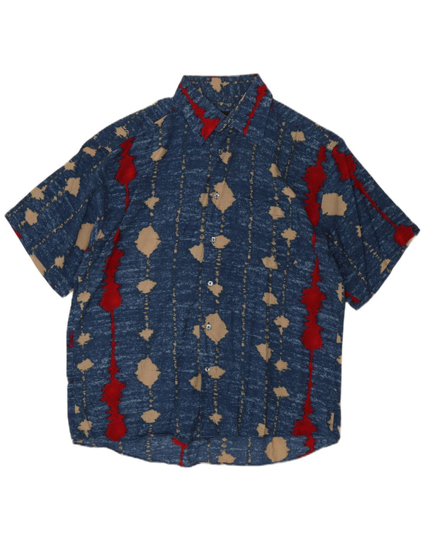 Tipo' S Camicia a maniche corte da uomo XL in viscosa rigata blu