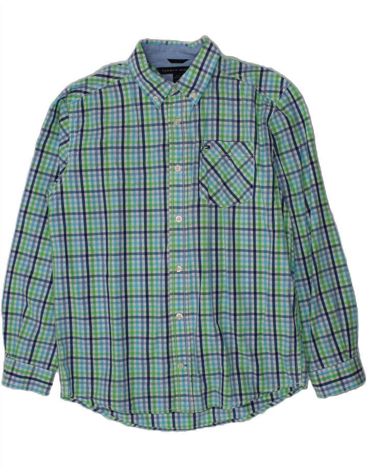 TOMMY HILFIGER Boys Shirt 15-16 Years Large  Blue Check Cotton Vintage Tommy Hilfiger and Second-Hand Tommy Hilfiger from Messina Hembry 