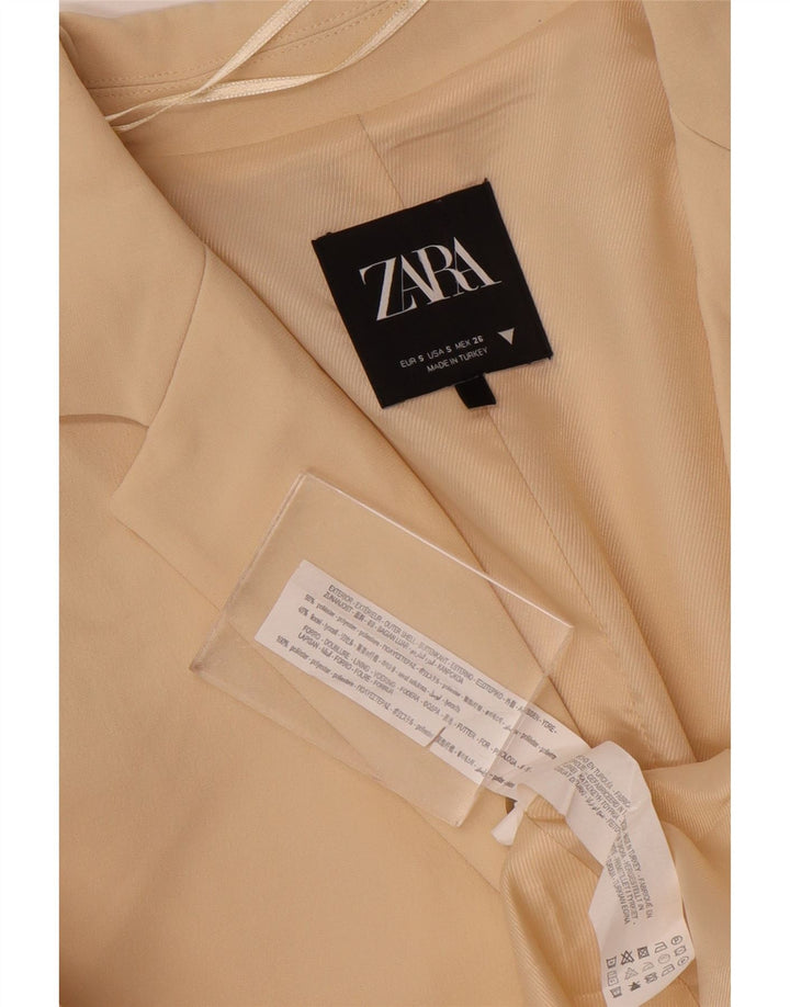 Giacca blazer oversize a 2 bottoni da donna Zara UK 10 piccola in poliestere beige