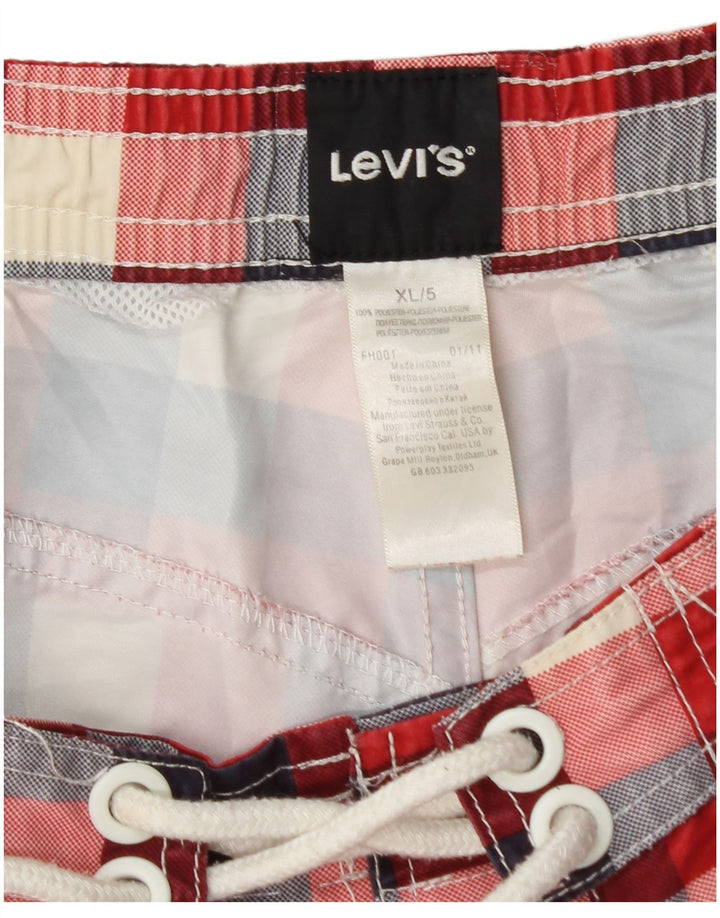 Pantaloncini da bagno da uomo Levi's XL in poliestere a quadri rossi