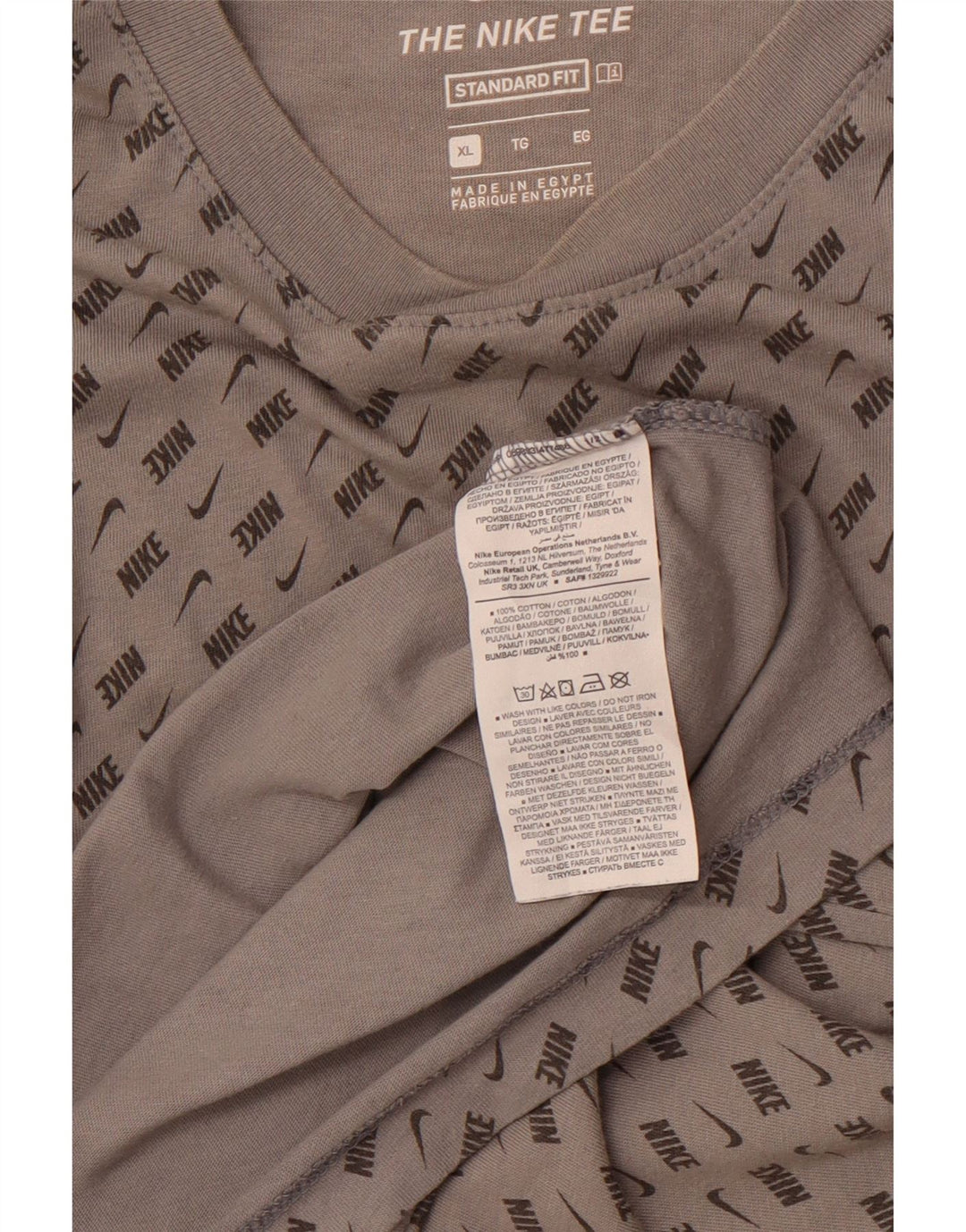 NIKE T-shirt grafica da uomo con vestibilità standard, XL, in cotone color block grigio