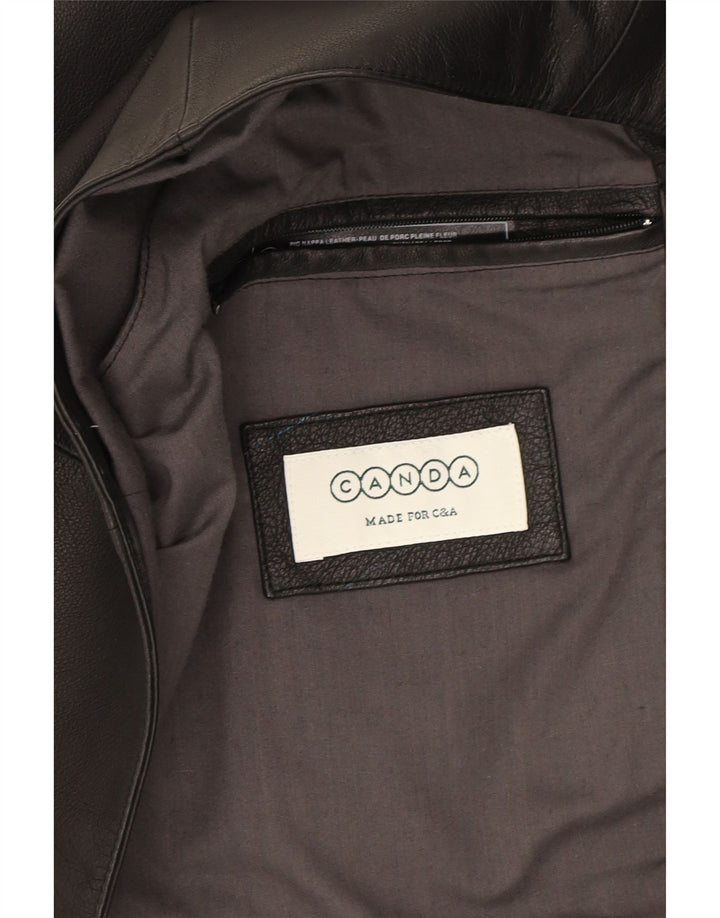 CANDA Mens Leather Waistcoat Large Black Leather Vintage Canda and Second-Hand Canda from Messina Hembry 
