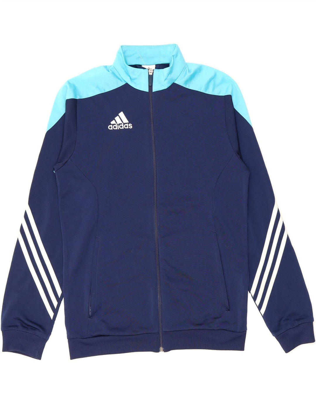 ADIDAS Mens Tracksuit Top Jacket XS Navy Blue Colourblock Polyester Vintage Adidas and Second-Hand Adidas from Messina Hembry 