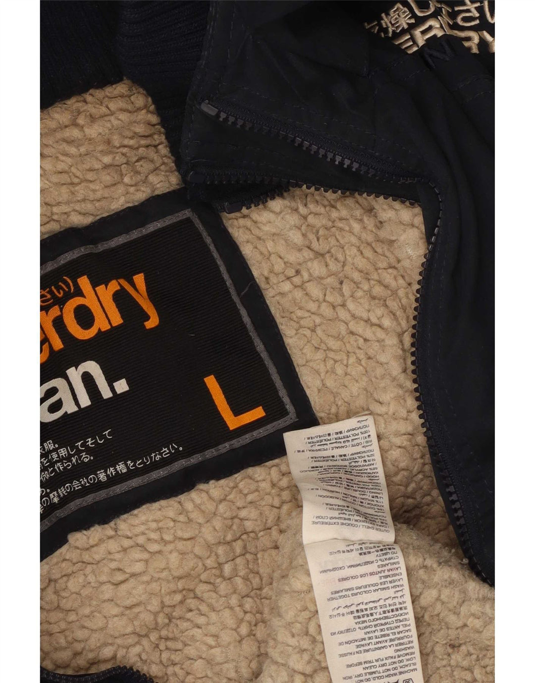 Giacca Parka da donna con cappuccio Superdry UK 14 Large Blu Navy in poliestere