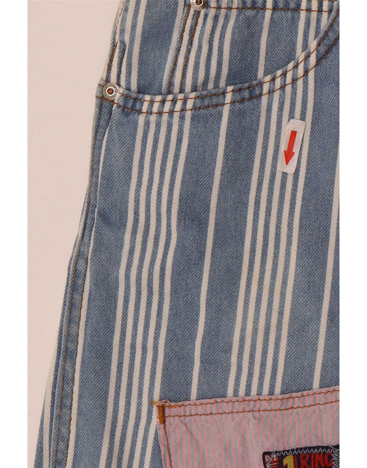 Pantaloncini salopette da donna vintage W28 a righe blu medio