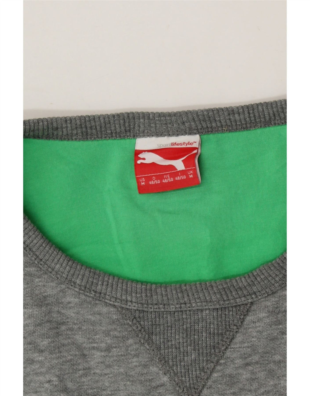 PUMA Mens Graphic Sweatshirt Jumper Medium Grey Cotton Vintage Puma and Second-Hand Puma from Messina Hembry 