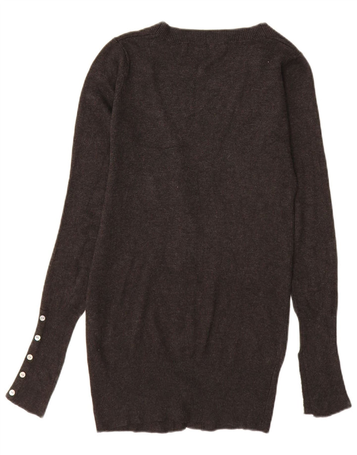 Maglione cardigan lungo da donna ZARA UK 10 piccolo rayon grigio