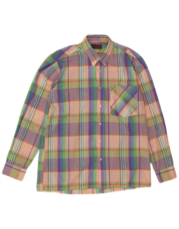 Camicia a quadri vintage da uomo in poliestere a quadri multicolore medio