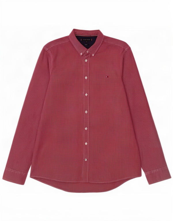 Tommy Hilfiger Camicia da uomo slim fit in flanella di cotone a quadretti rossi grandi