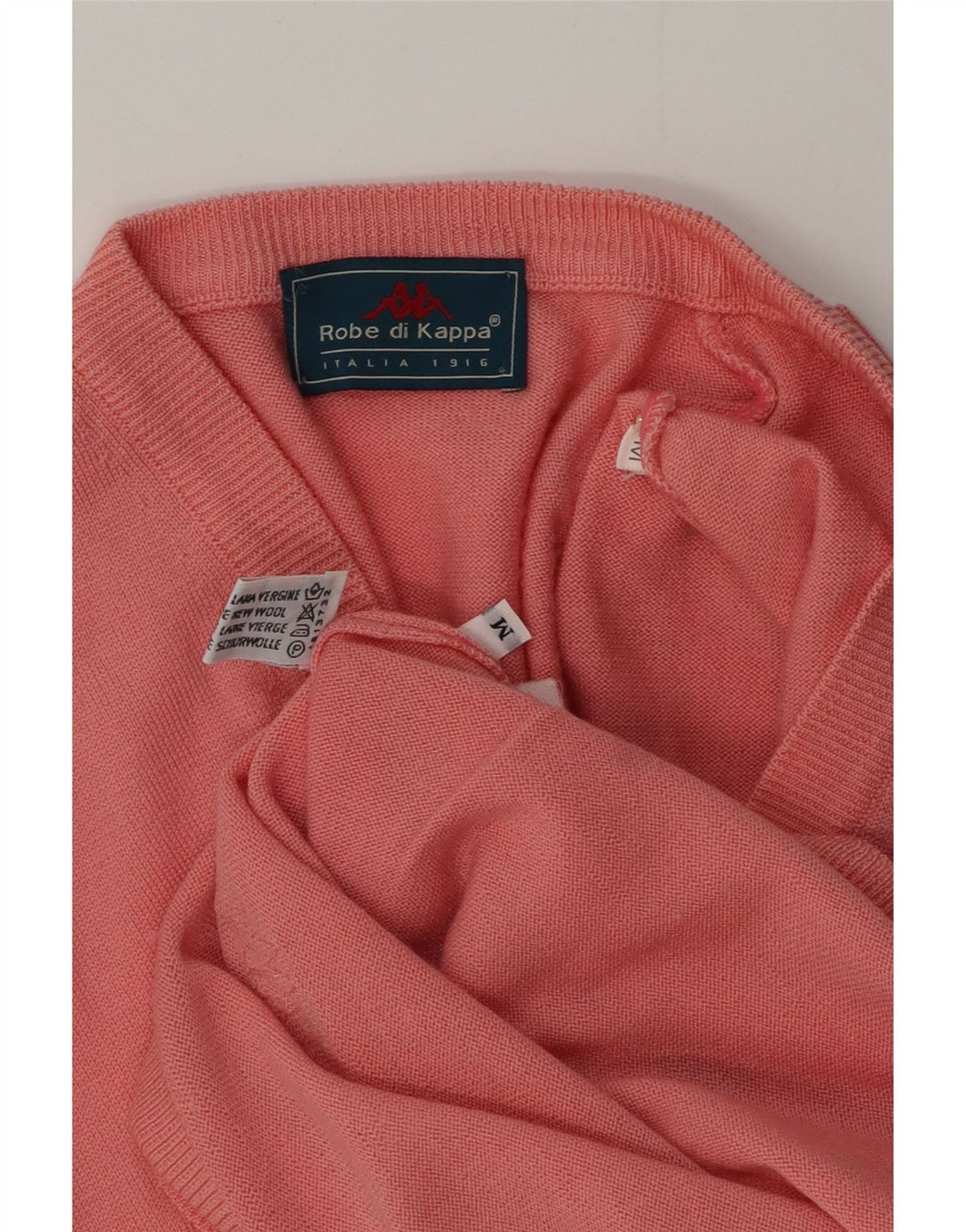 Maglione KAPPA da uomo con scollo a V, colore rosa medio, in lana vergine
