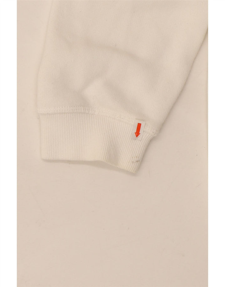 JACK WILLS Maglione con cappuccio grafico oversize da donna UK 16 Grande cotone bianco