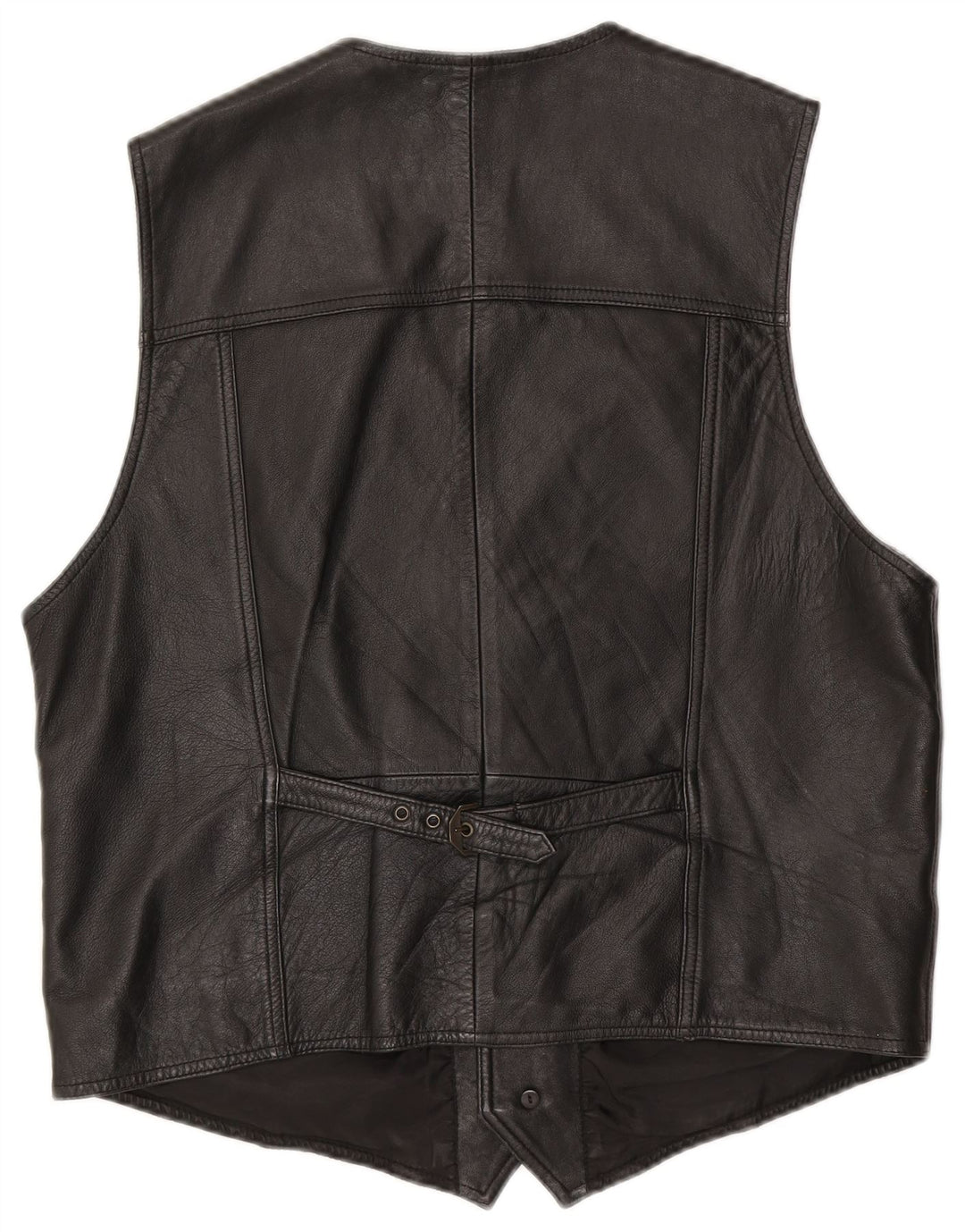 Gilet in pelle da uomo vintage grande in pelle nera