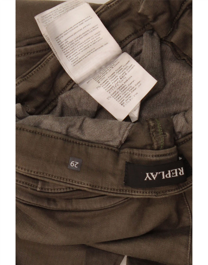 Pantaloni cargo slim da uomo Replay W29 L29 cotone kaki