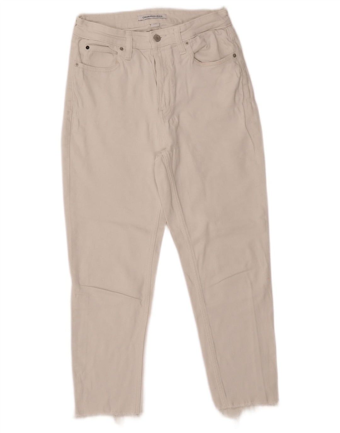 CALVIN KLEIN Jeans cropped da donna W30 L24 cotone bianco