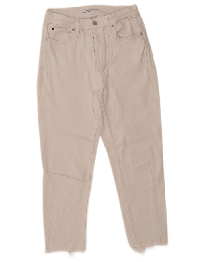 CALVIN KLEIN Jeans cropped da donna W30 L24 cotone bianco