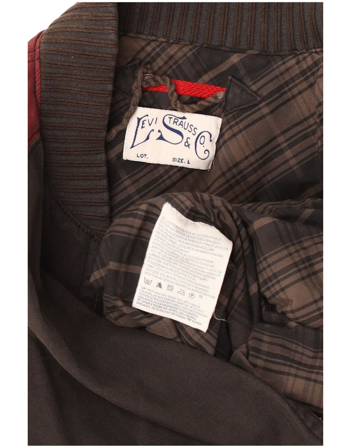 LEVI'S Giacca bomber da uomo UK 40 Large Marrone Colorblock Cotone