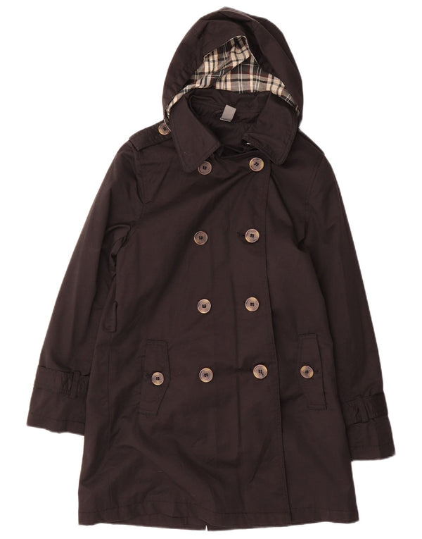 Cappotto doppiopetto con cappuccio per bambina Zara 9-10 anni in cotone nero