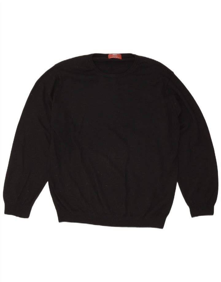 Maglione maglione girocollo da uomo Marks & Spencer grande lana nera