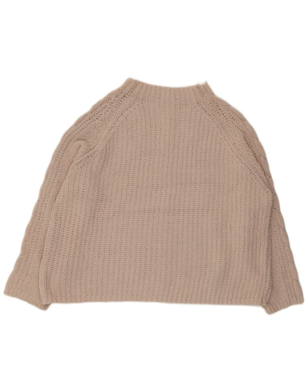 Maglione maglione oversize da donna Marks & Spencer con collo alto UK 18 XL Beige