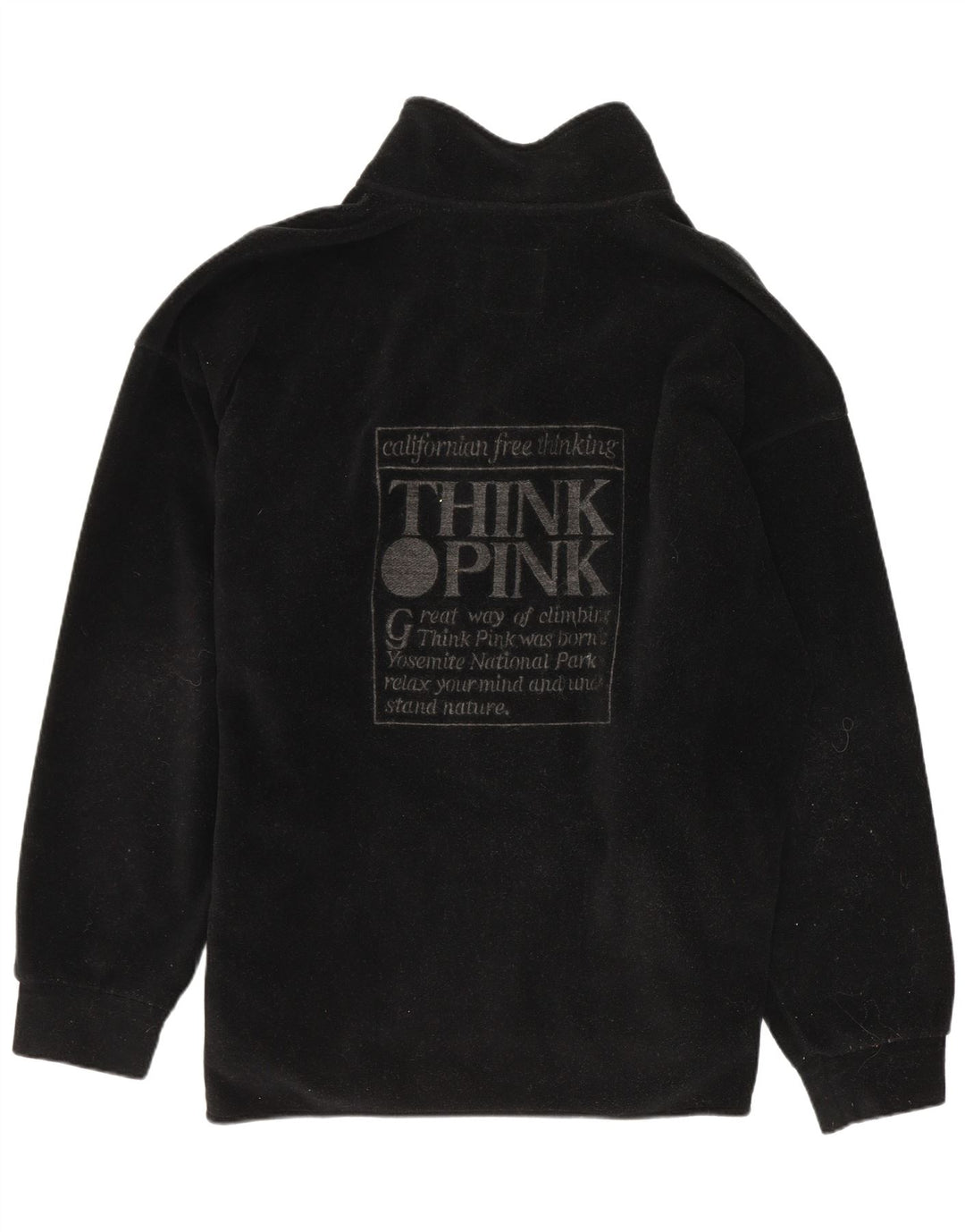 Maglione in pile da uomo Think Pink con collo con zip grafico, grande poliestere nero