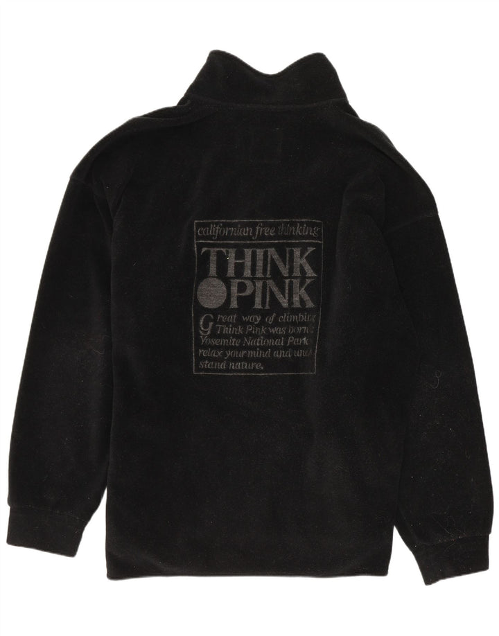 Maglione in pile da uomo Think Pink con collo con zip grafico, grande poliestere nero