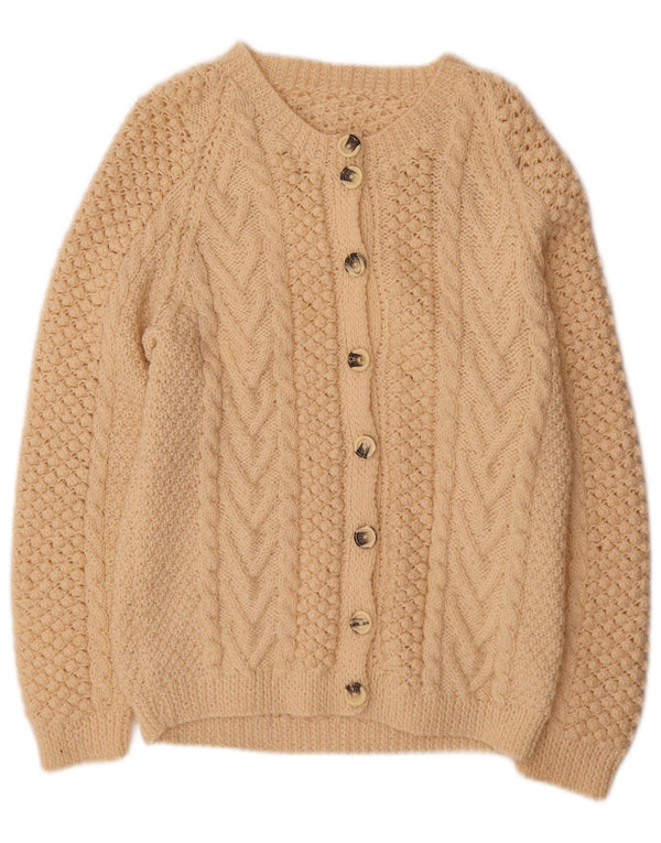 Maglione cardigan da donna vintage UK 16 grande beige