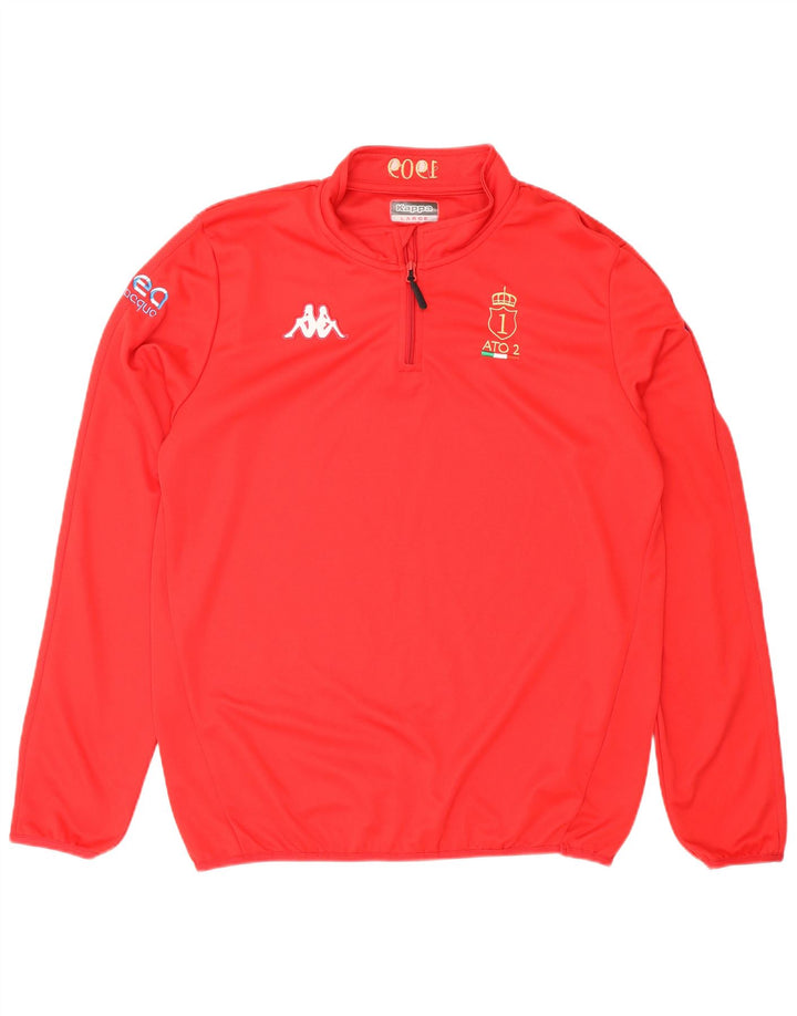 KAPPA Mens Zip Neck Pullover Tracksuit Top Large Red Polyester