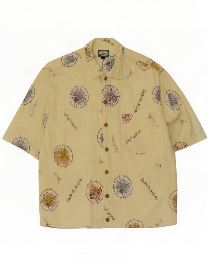Tommy Bahama Camicia da uomo a maniche corte con motivo astratto Giallo medio Spiaggia