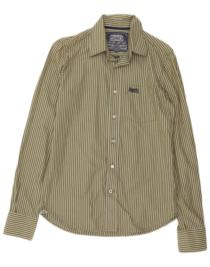 Camicia da uomo SUPERDRY in cotone a righe medie kaki