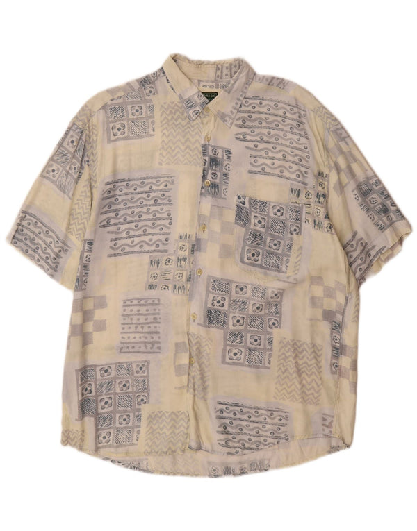 Camicia a maniche corte da uomo Rodrigo taglia 43 17 XL cotone patchwork beige
