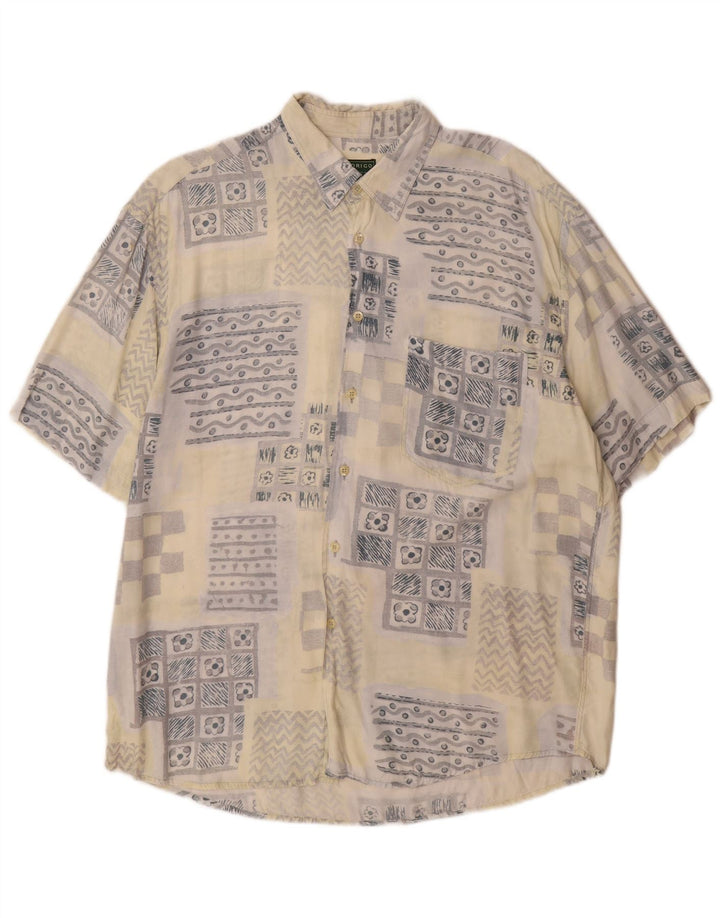 Camicia a maniche corte da uomo Rodrigo taglia 43 17 XL cotone patchwork beige