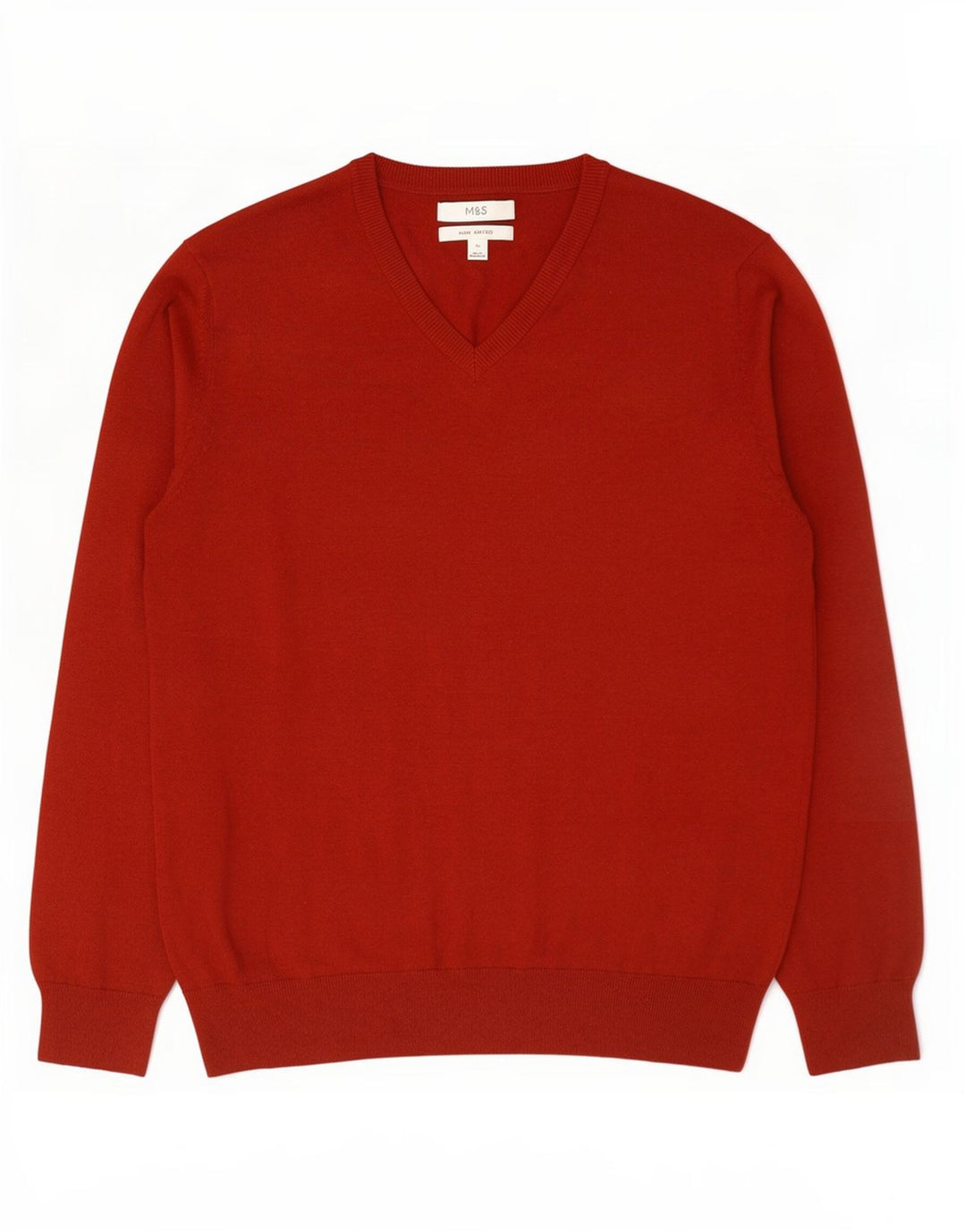 Maglione da uomo con scollo a V Marks & Spencer XL in cotone rosso