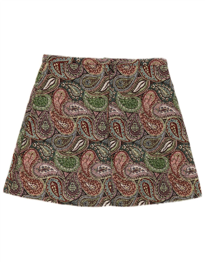 Minigonna vintage da donna W26 piccola verde cachemire