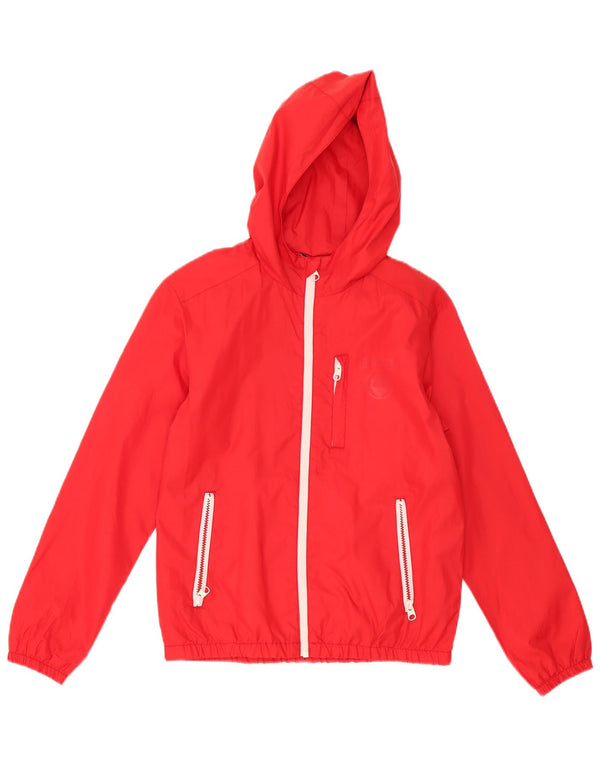 Quiksilver Boys Hooded Rain Jacket 11-12 Years Medium Red Polyester