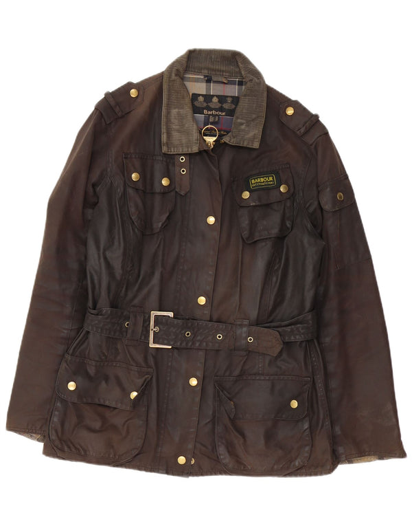 Giacca militare in cotone cerato da donna Barbour UK 14 grande marrone
