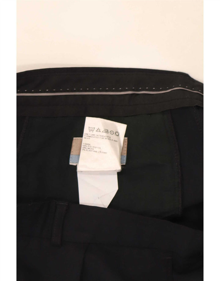 Pantaloni da abito con pegging da uomo Marks & Spencer W34 L31 poliestere blu navy