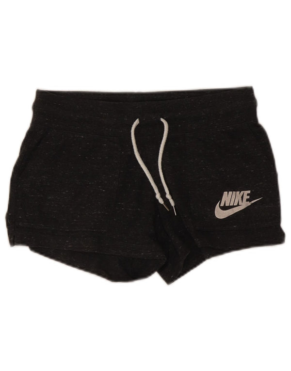 Nike Womens Sport Shorts UK 10 Small Grey Flecked Cotton