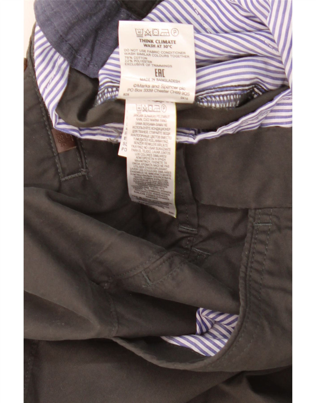 Pantaloni chino vestibilità regolare da uomo Marks & Spencer W36 L29 cotone grigio