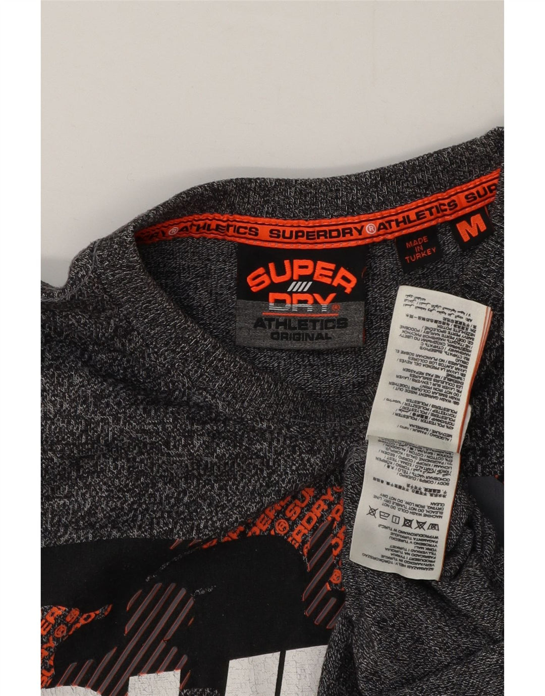 T-shirt grafica da uomo Superdry Top in cotone chiazzato grigio medio