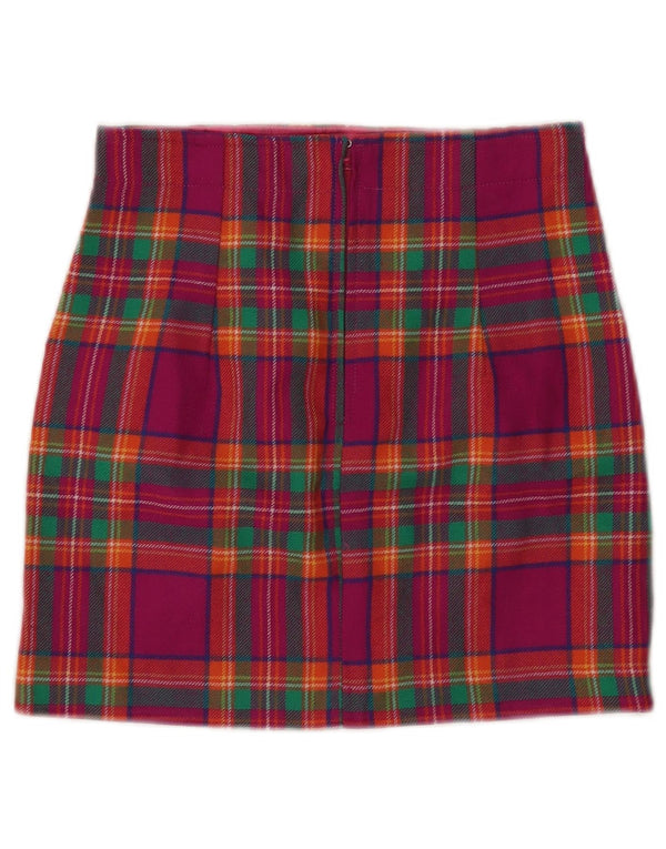 Minigonna da donna VINTAGE W24 XS quadri rosa