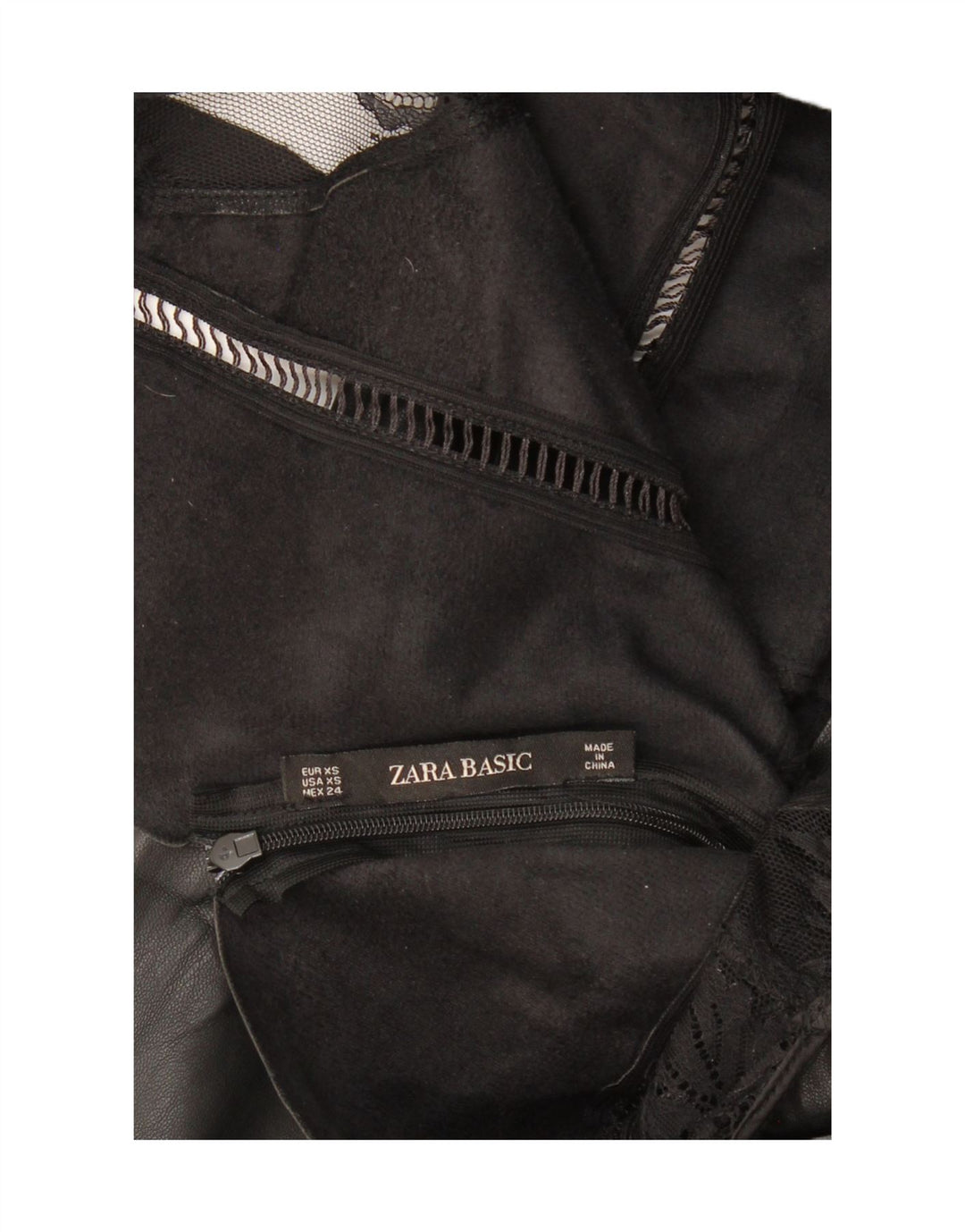 Abito tubino in pelle senza maniche ZARA da donna UK 4 XS Nero