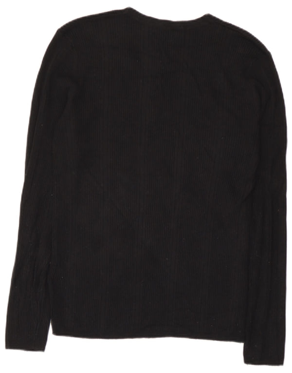 Marks & Spencer Top da donna a maniche lunghe UK 10 Small in viscosa a righe nere