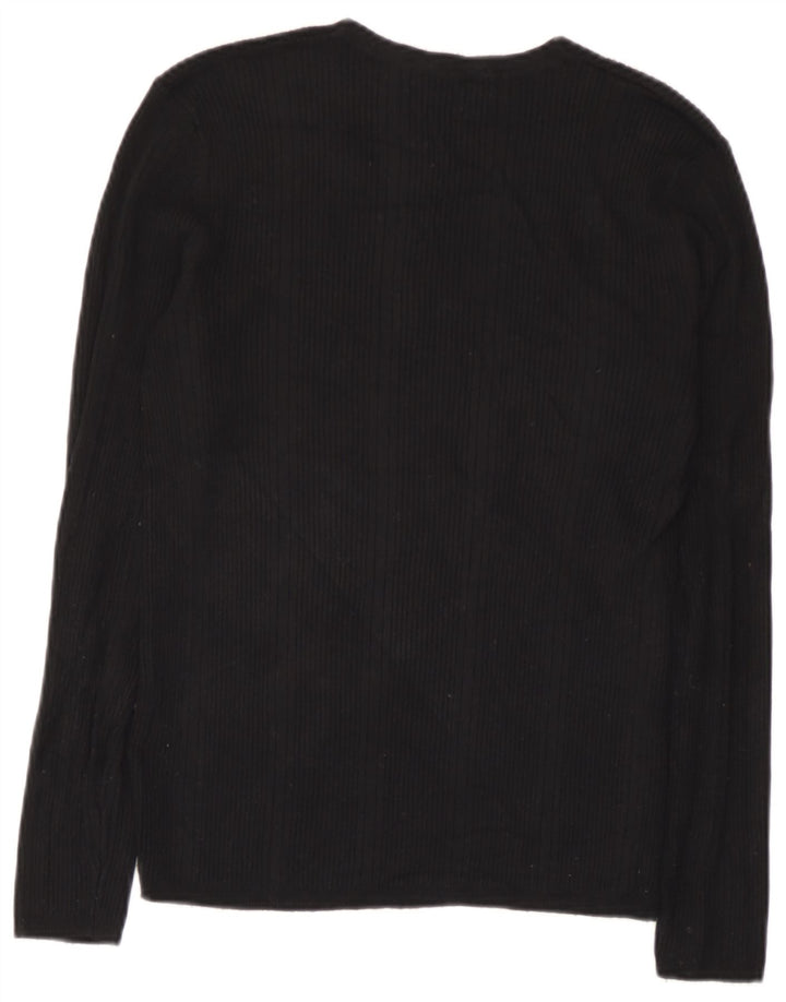 Marks & Spencer Top da donna a maniche lunghe UK 10 Small in viscosa a righe nere