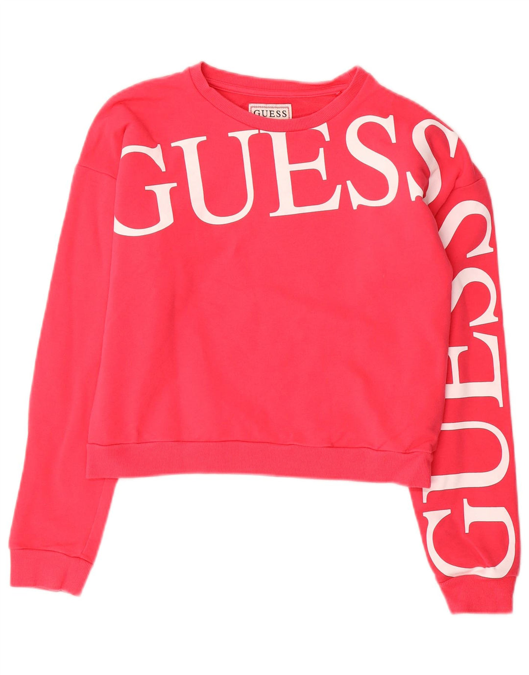 Felpa con grafica corta GUESS per ragazze 13-14 anni in cotone rosa