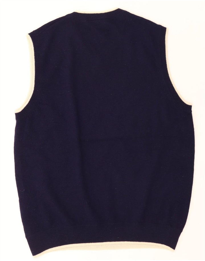 Canotta da uomo Belfe UK 40 media blu navy in lana d'agnello
