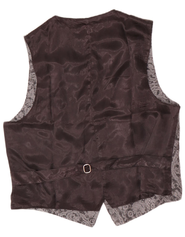 Gilet da uomo vintage grande floreale grigio